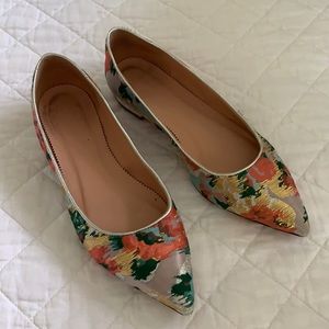 J Crew Pointed Toe Flats - embroidery - size 7 1/2